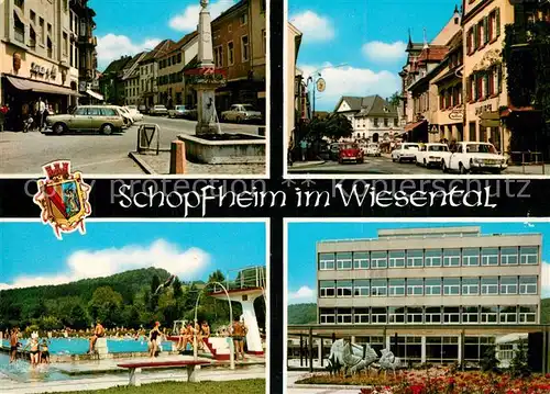 AK / Ansichtskarte Schopfheim Innenstadt Brunnen Freibad Schopfheim
