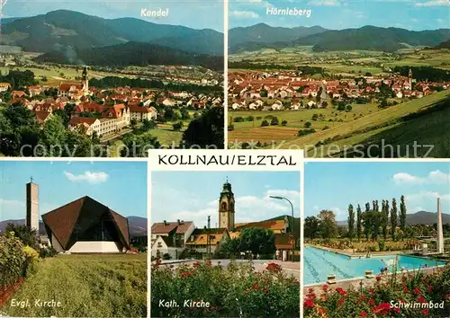 AK / Ansichtskarte Kollnau Panorama Elztal Kandel Hoernleberg Kirche Schwimmbad Kollnau