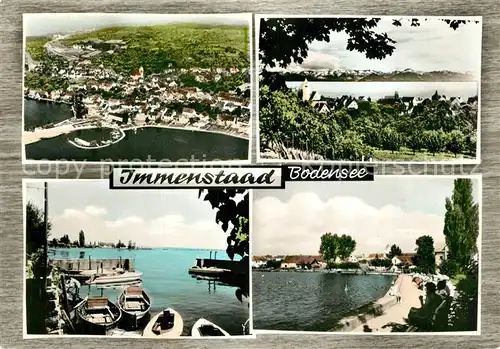 AK / Ansichtskarte Immenstaad_Bodensee Gesamtansicht mit Alpenpanorama Hafen Uferpromenade Fliegeraufnahme Immenstaad_Bodensee