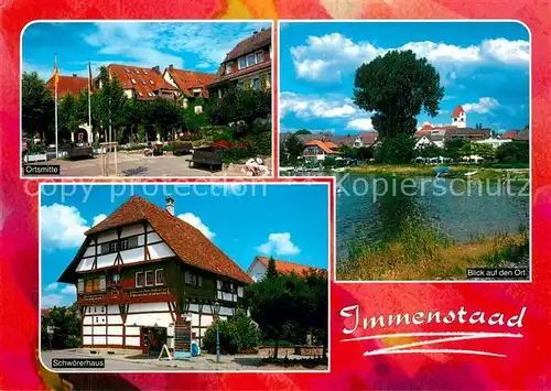 AK / Ansichtskarte Immenstaad_Bodensee Ortsmitte Uferpartie am See Schwoererhaus Historisches Gebaeude Immenstaad_Bodensee