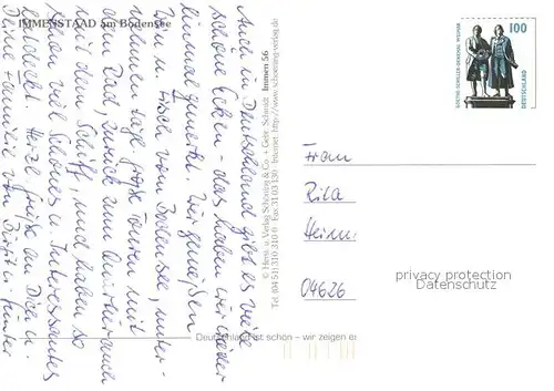 AK / Ansichtskarte Immenstaad_Bodensee Ortsmitte Uferpartie am See Schwoererhaus Historisches Gebaeude Immenstaad_Bodensee