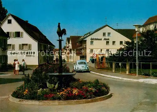 AK / Ansichtskarte Immenstaad_Bodensee Hennenschlitterbrunnen Gasthof Schiff Gaestehaus Merk Immenstaad_Bodensee
