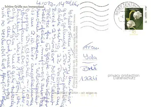 AK / Ansichtskarte Immenstaad_Bodensee Ortsmitte Kirche Gaestehaus Hahn Cafe Yachthafen Bootssteg Schwoererhaus Historisches Gebaeude Schwan Immenstaad_Bodensee