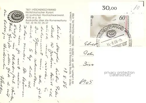 AK / Ansichtskarte Hoechenschwand Kurort im Schwarzwald Alpenblick Fliegeraufnahme Hoechenschwand