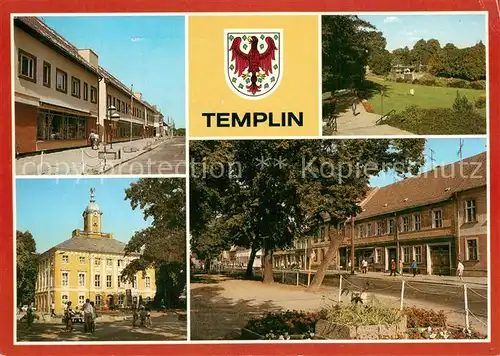 AK / Ansichtskarte Templin Neubauten am Markt Uferpromenade Templiner See Rathaus Muehlenstrasse Wappen Templin