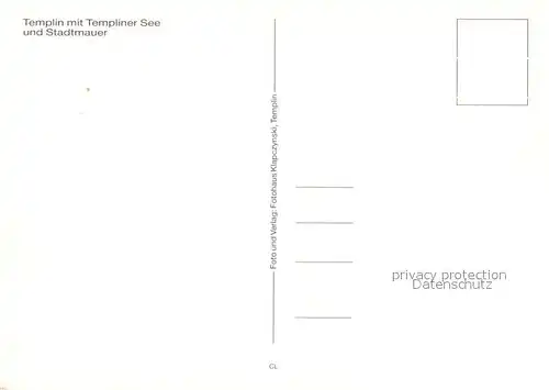 AK / Ansichtskarte Templin Stadtbild mit Templiner See und Stadtmauer Fliegeraufnahme Templin