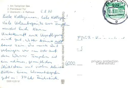 AK / Ansichtskarte Templin Templiner See Prenzlauer Tor Panorama Rathaus Templin