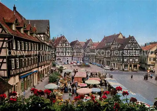 AK / Ansichtskarte Schorndorf_Wuerttemberg Blick vom Rathaus auf den Marktplatz Altstadt Fachwerkhaeuser Schorndorf Wuerttemberg