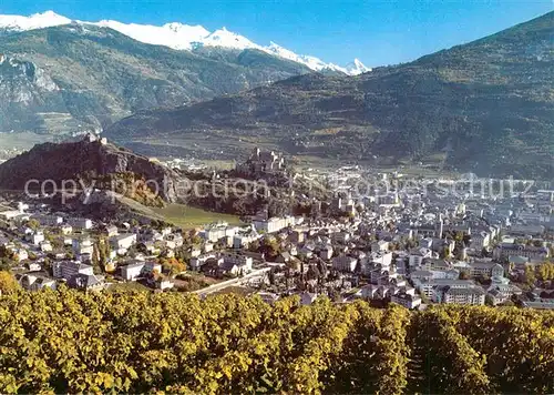 AK / Ansichtskarte Sion_VS Vue d automne au fond Dent Blanche Sion_VS