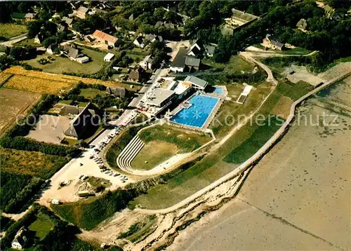 AK / Ansichtskarte Keitum_Sylt Luftkurort Meerwasserschwimmbad Fliegeraufnahme Keitum Sylt