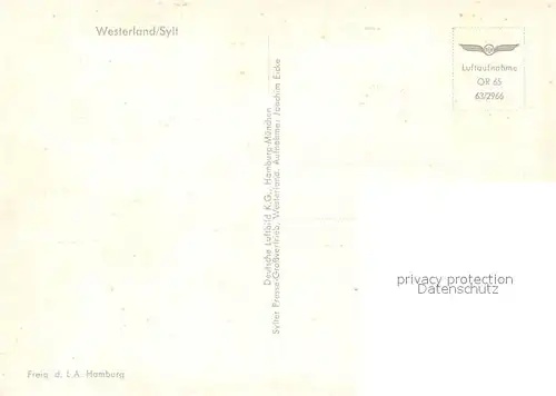 AK / Ansichtskarte Westerland_Sylt Nordseeheilbad Fliegeraufnahme Westerland_Sylt