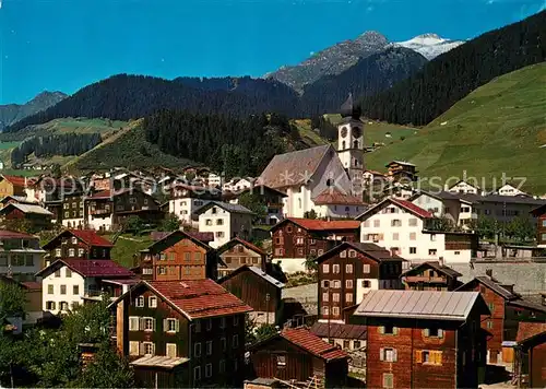 AK / Ansichtskarte Disentis_GR Dorfpartie mit Piz Gendusas Disentis GR