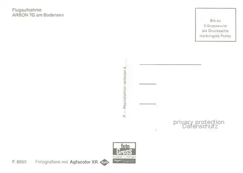 AK / Ansichtskarte Arbon_TG Fliegeraufnahme am Bodensee Arbon_TG