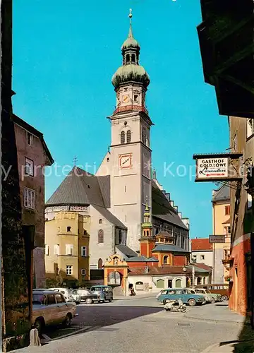 AK / Ansichtskarte Bad_Hall_Oberoesterreich Oberer Stadtplatz mit Stadtpfarrkirche  Bad_Hall_Oberoesterreich