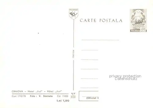 AK / Ansichtskarte Craiova Hotel Jiul  Craiova