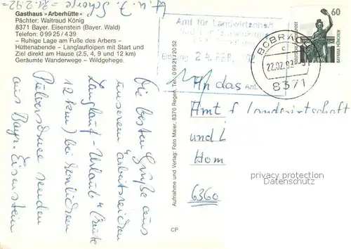 AK / Ansichtskarte Bayerisch_Eisenstein Gasthaus Arberhuette  Bayerisch_Eisenstein