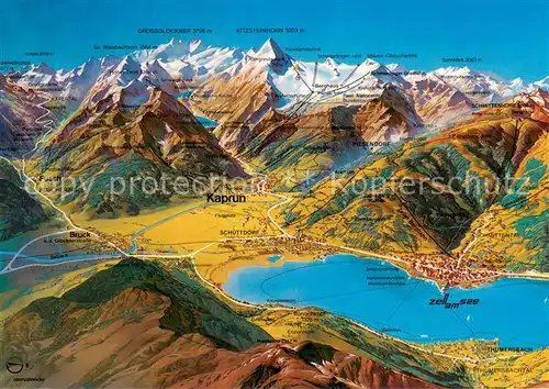 AK / Ansichtskarte Zell_See Panoramakarte mit den Hohen Tauern Zell_See