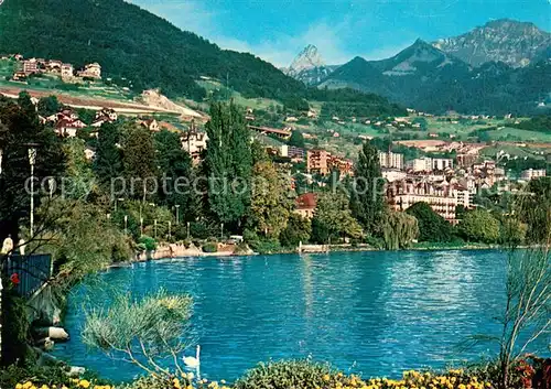 AK / Ansichtskarte Montreux_VD Baie de Clarens avec Rochers de Naye det Dent de Jaman Montreux VD