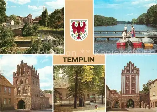 AK / Ansichtskarte Templin Schleuse Muehlentor Bootsverleih HO Gaststaette Faehrkrug Berliner Tor Templin