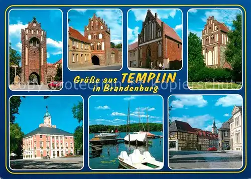 AK / Ansichtskarte Templin Tor der Stadt Rathaus Hafen Innenstadt Templin