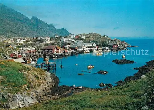 AK / Ansichtskarte Sorvagen_Lofoten Panorama Fischerdorf Bucht Sorvagen Lofoten