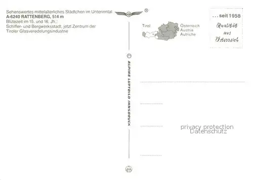AK / Ansichtskarte Rattenberg_Inn Schiffer  und Bergwerkstadt Zentrum Glasveredelungsindustrie Fliegeraufnahme Rattenberg Inn