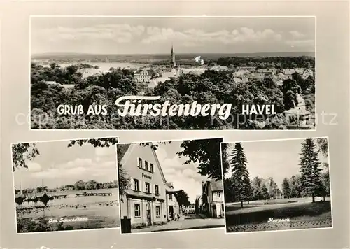 AK / Ansichtskarte Fuerstenberg_Havel Panorama Schwedtsee Postamt Kurpark Fuerstenberg_Havel