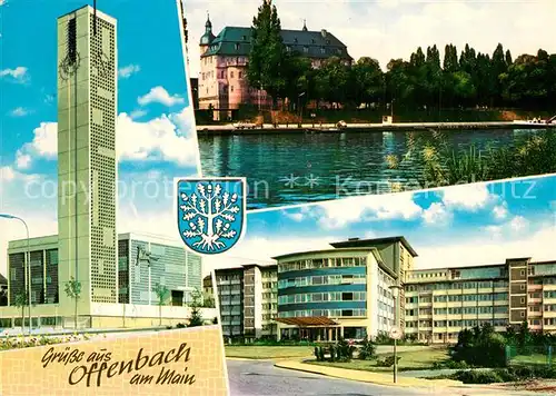 AK / Ansichtskarte Offenbach_Main Markuskirche Mainansicht mit Schloss Ketteler Krankenhaus Offenbach Main