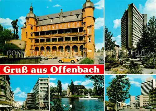 AK / Ansichtskarte Offenbach_Main Schloss Hochhaus Stadtzentrum Partie am Main Offenbach Main