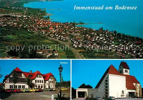 AK / Ansichtskarte Immenstaad_Bodensee Schloss Fliegeraufnahme Hotel Restaurant Kirche Immenstaad_Bodensee