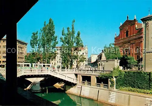 AK / Ansichtskarte Ljubljana_Laibach Kanal Bruecke Innenstadt 