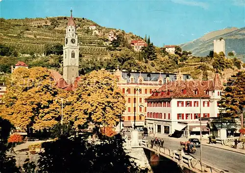 AK / Ansichtskarte Merano_Suedtirol Pfarrturm und Kuechelberg Merano Suedtirol