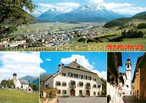 AK / Ansichtskarte Samedan Panorama Kirche Rathaus Samedan