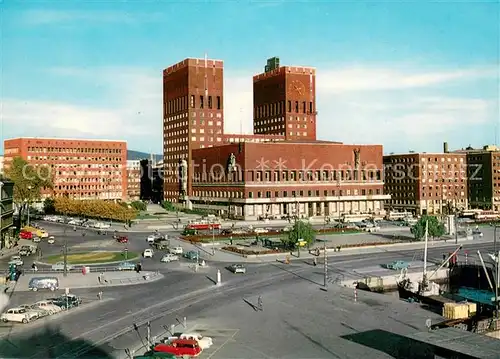 AK / Ansichtskarte Oslo_Norwegen View towards the City Hall Oslo Norwegen