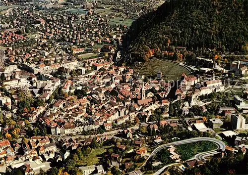 AK / Ansichtskarte Chur_GR Altstadt gegen das Loe Quartier und Luerlibad Fliegeraufnahme Chur_GR