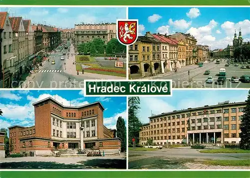 AK / Ansichtskarte Hradec_Kralove Namesti Miru s Celakovskeho ulici Zizkovo namesti Tylovo gymnazium Lekarska fakulta UK Hradec Kralove