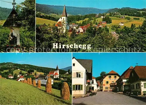 AK / Ansichtskarte Hirschegg_Steiermark Ortsansichten Kirche Felder Kapelle Hirschegg_Steiermark