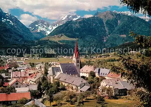 AK / Ansichtskarte Koetschach Mauthen_Kaernten Ortsansicht mit Kirche Alpenpanorama Sommerfrische Koetschach Mauthen Kaernten