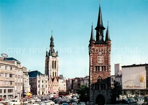 AK / Ansichtskarte Kortrijk_West Vlaanderen Belfort Markt St. Maartenskerk Kortrijk_West Vlaanderen