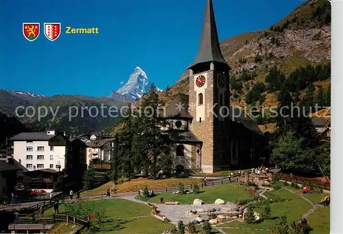 AK / Ansichtskarte Zermatt_VS Kirche Matterhorn Zermatt_VS