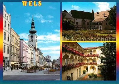 AK / Ansichtskarte Wels Stadtplatz Burg Wels Haas Arkadenhof Wels