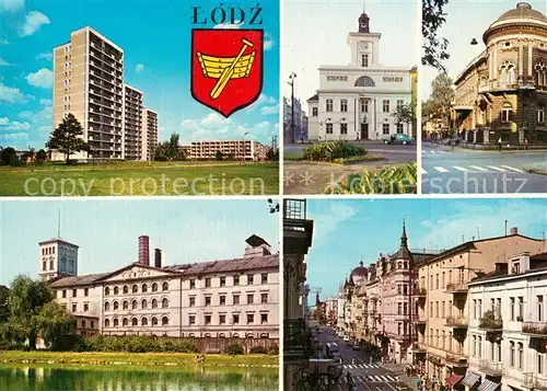 AK / Ansichtskarte Lodz Wohnsiedlung Hochhaeuser Rathaus Innenstadt Museum Lodz