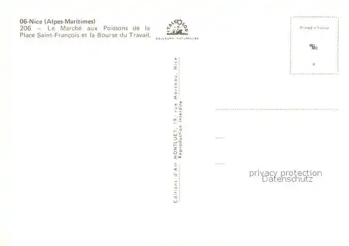 AK / Ansichtskarte Nice_Alpes_Maritimes Marche aux Poissons Place Saint Francois Bourse du Travail Nice_Alpes_Maritimes