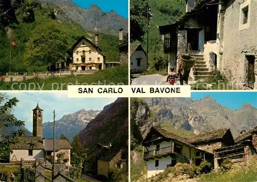 AK / Ansichtskarte San_Carlo_Val_Bavona Hotel Restaurant Cucina Nostrana Dorfmotiv Kirche San_Carlo_Val_Bavona