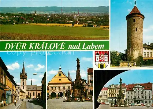 AK / Ansichtskarte Dvur_Kralove_nad_Labem Gesamtansicht Motive Innenstadt Turm Rathaus Platz Saeule Dvur_Kralove_nad_Labem