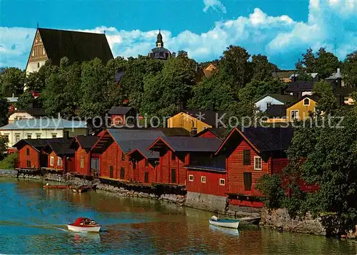AK / Ansichtskarte Borga Alte Kornspeicher am Ufer des Porvoo Flusses Borga