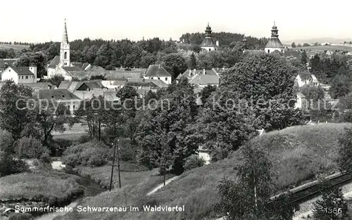 AK / Ansichtskarte Schwarzenau_Niederoesterreich Ortsansicht mit Kirchen Sommerfrische Schwarzenau