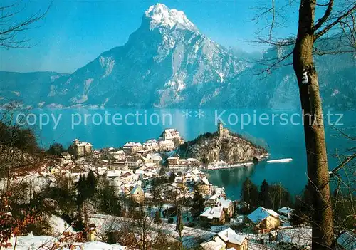 AK / Ansichtskarte Traunkirchen Winterzauber am Traunsee Wallfahrtsort Traunstein Alpen Traunkirchen