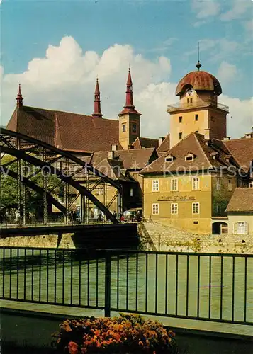 AK / Ansichtskarte Leoben Altstadt Bruecke Partie am Fluss Leoben