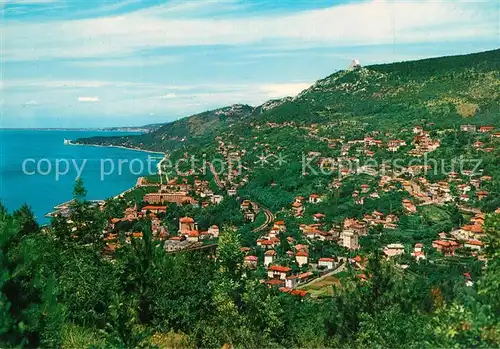 AK / Ansichtskarte Trieste Panorama dal Faro della Vittoria con il Tempio Nazionale a Maria Madre e Regina d Italia Barcola Castello di Miramare Trieste